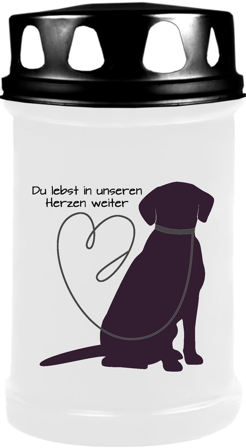 Grabkerze für Tiere Hundemotiv 48h