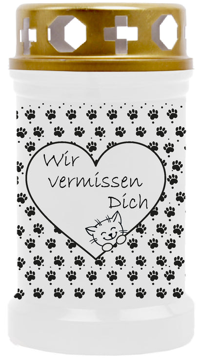 Grabkerze für Tiere Katzenmotiv 40h