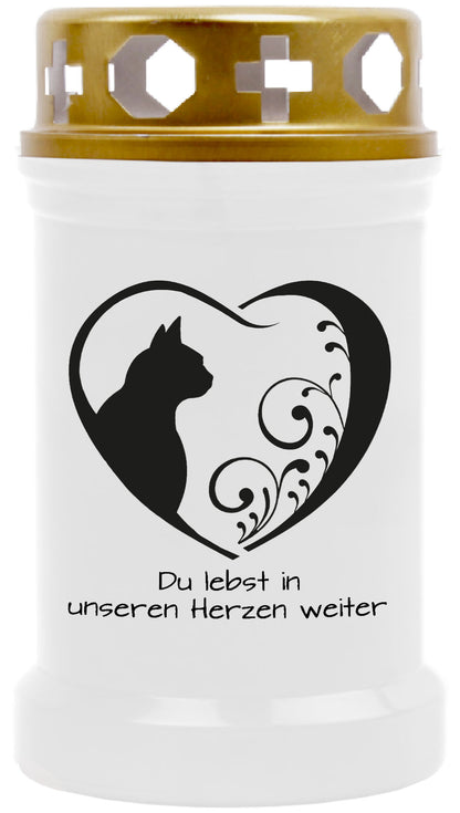 Grabkerze für Tiere Katzenmotiv 40h