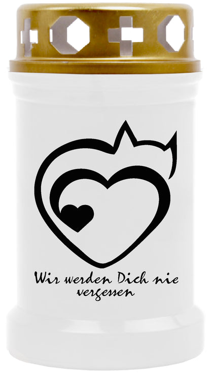 Grabkerze für Tiere Katzenmotiv 40h