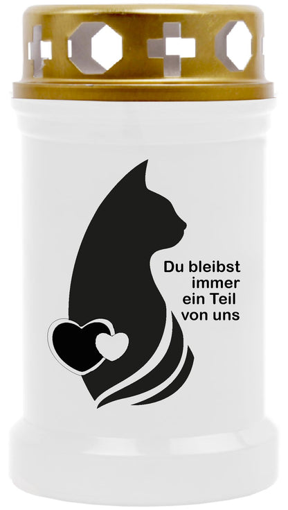 Grabkerze für Tiere Katzenmotiv 40h