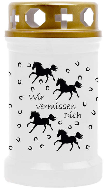 Grabkerze für Tiere Pferdemotiv 40h