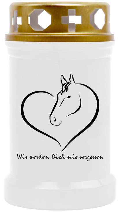 Grabkerze für Tiere Pferdemotiv 40h