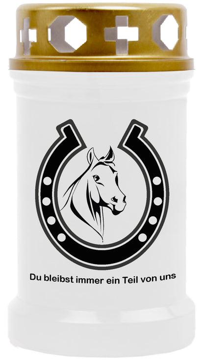 Grabkerze für Tiere Pferdemotiv 40h