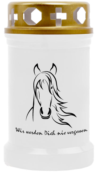Grabkerze für Tiere Pferdemotiv 40h