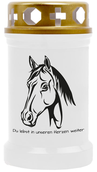Grabkerze für Tiere Pferdemotiv 40h