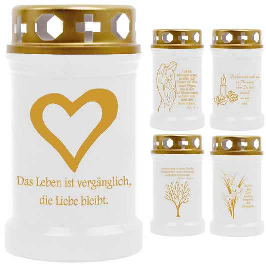 Grabkerze mit Motiv & Spruch 40h