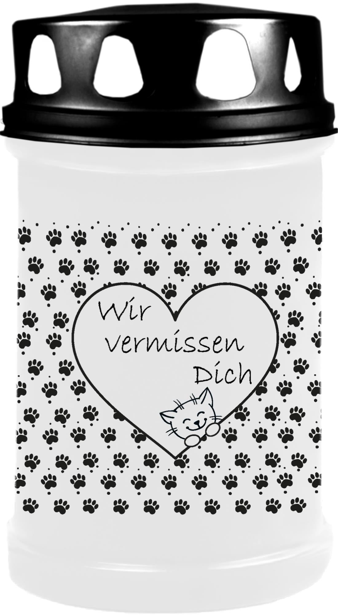 Grabkerze für Tiere Katzenmotiv 48h