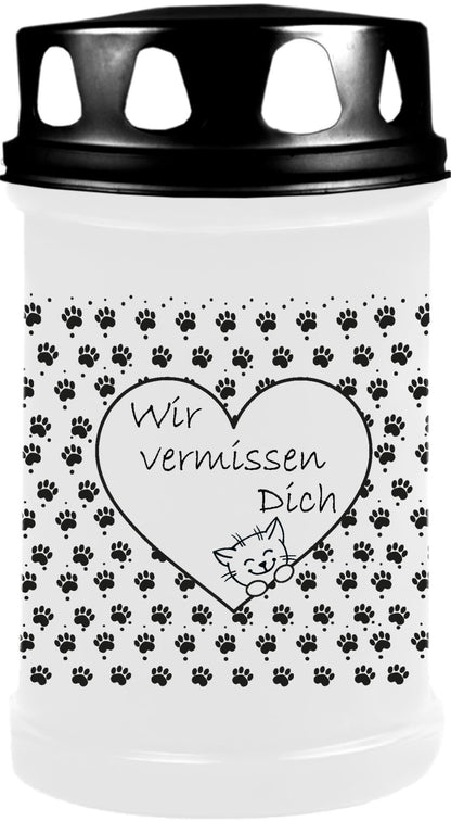 Grabkerze für Tiere Katzenmotiv 48h