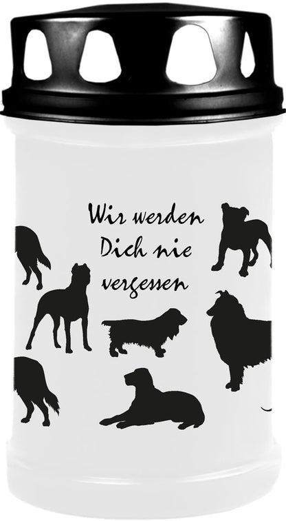 Grabkerze für Tiere Hundemotiv 48h