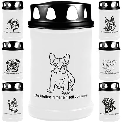 Grabkerze für Tiere Hundemotiv 48h